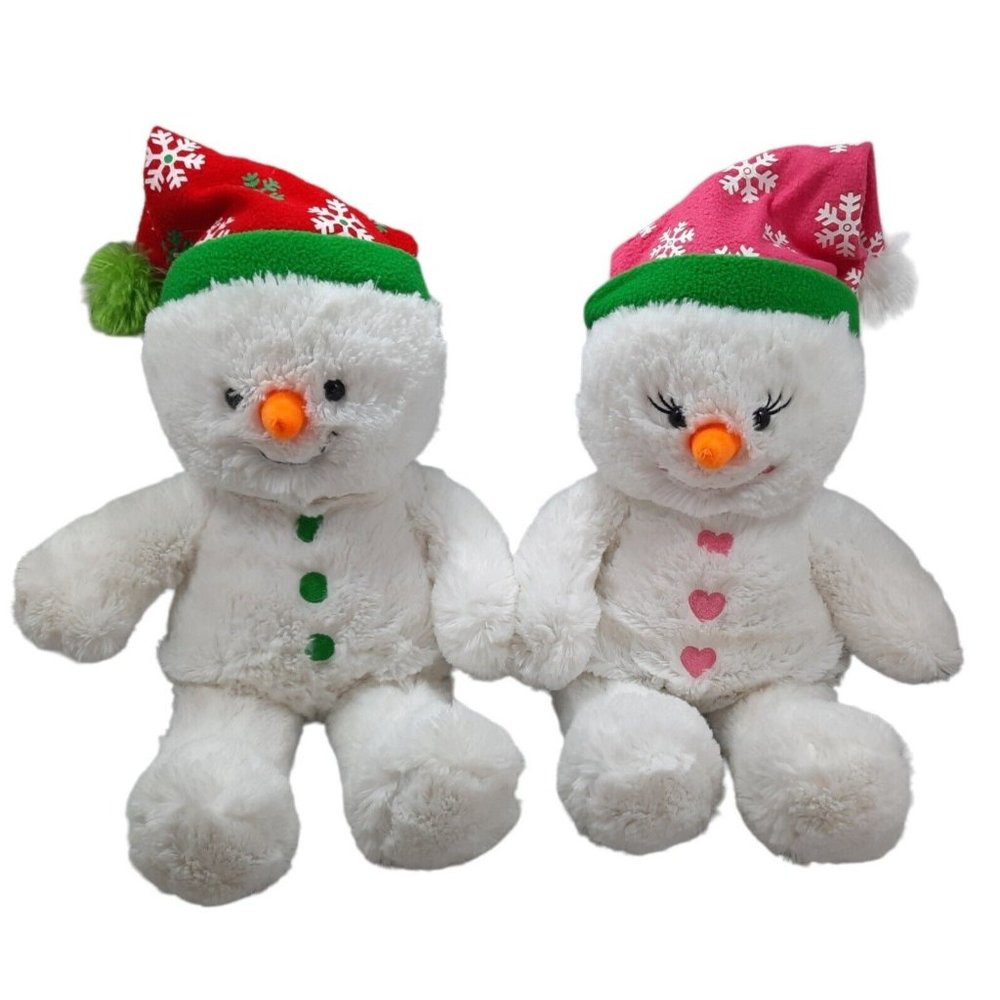 Build A Bear Snow Boy & Girl Snowman Set Flurry Friends Christmas BABW Retired
